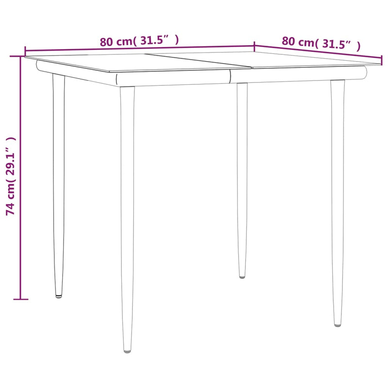 5 Piece Garden Dining Set with Cushions Poly Rattan and Steel