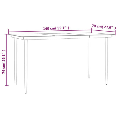 5 Piece Garden Dining Set with Cushions Poly Rattan and Steel