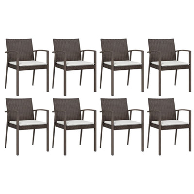 9 Piece Garden Dining Set with Cushions Poly Rattan and Steel