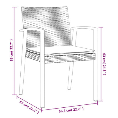 9 Piece Garden Dining Set with Cushions Poly Rattan and Steel