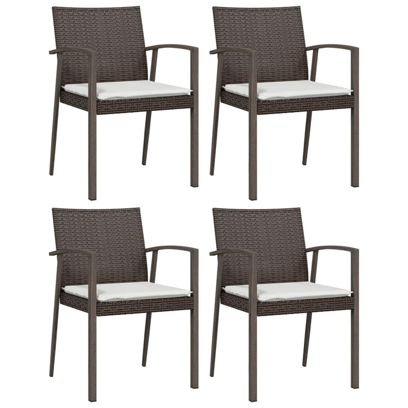 5 Piece Garden Dining Set with Cushions Poly Rattan and Steel