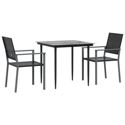 3 Piece Garden Dining Set Poly Rattan and Steel