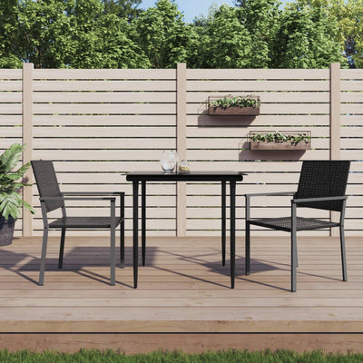 3 Piece Garden Dining Set Poly Rattan and Steel