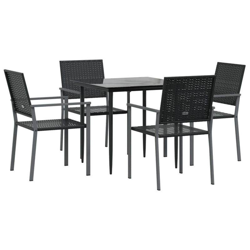 5 Piece Garden Dining Set Poly Rattan and Steel