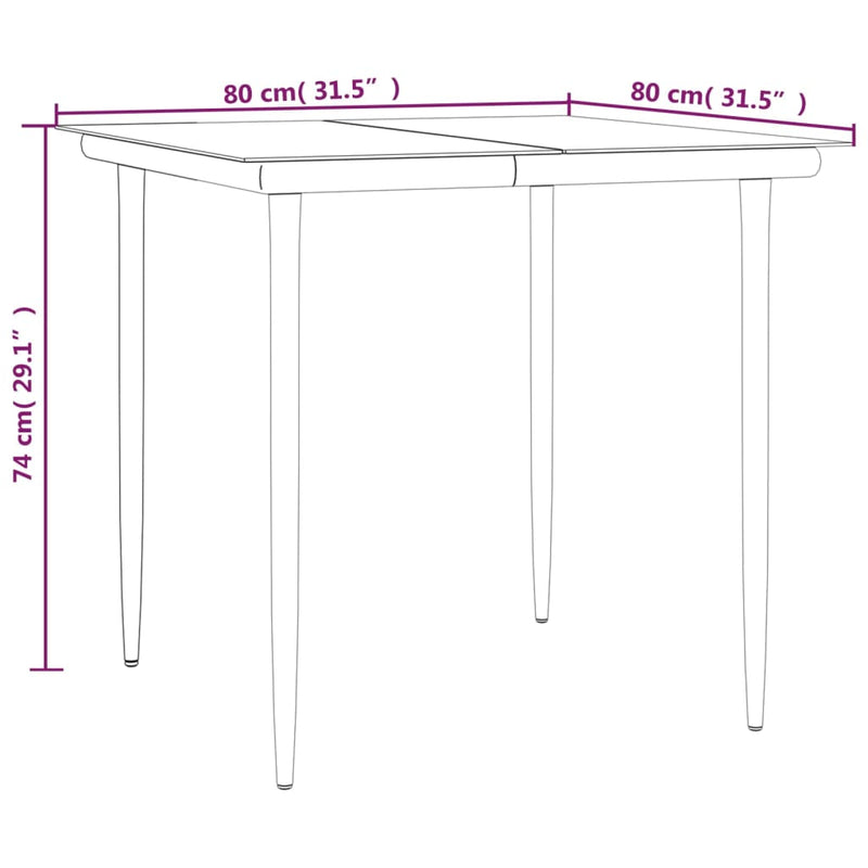 5 Piece Garden Dining Set Poly Rattan and Steel