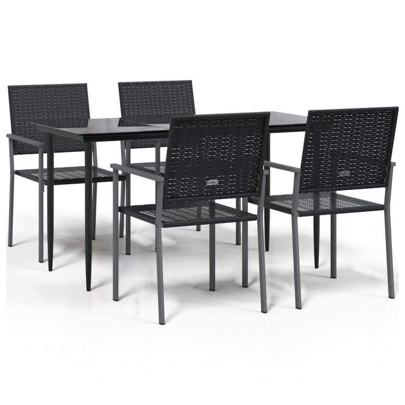 5 Piece Garden Dining Set Poly Rattan and Steel