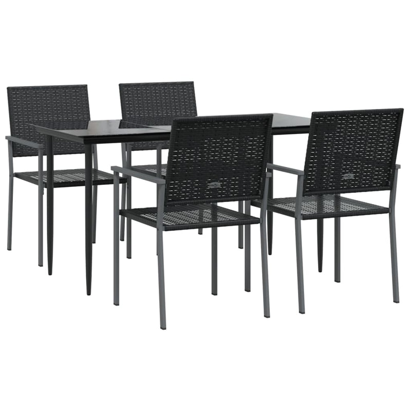 5 Piece Garden Dining Set Poly Rattan and Steel