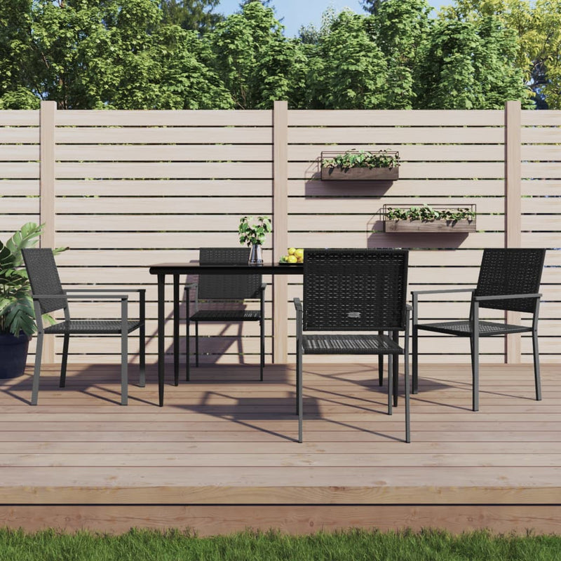 5 Piece Garden Dining Set Poly Rattan and Steel