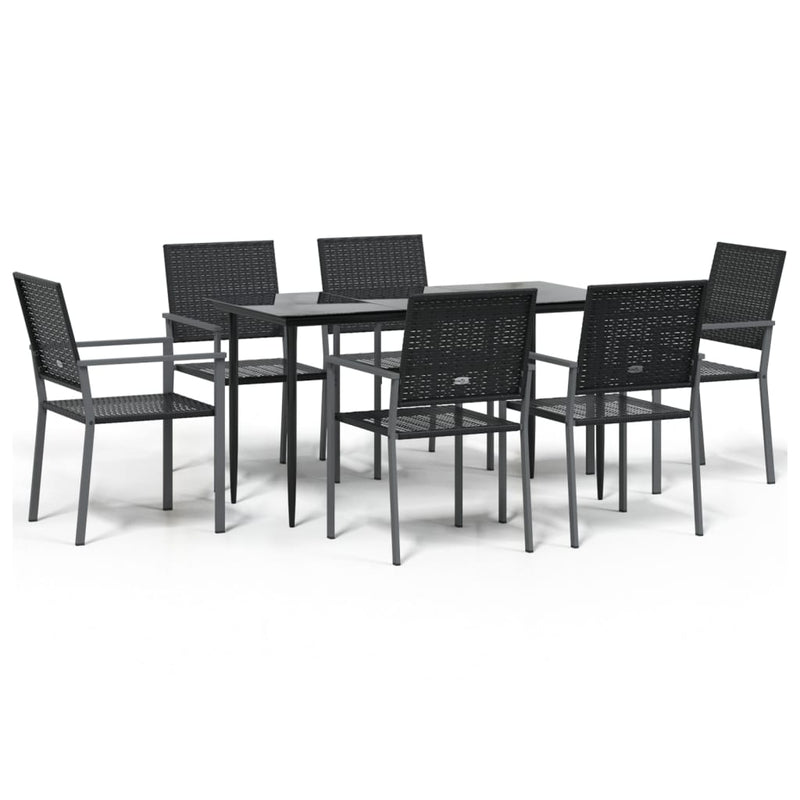 7 Piece Garden Dining Set Poly Rattan and Steel