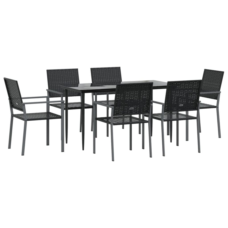 7 Piece Garden Dining Set Poly Rattan and Steel