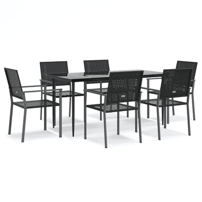 7 Piece Garden Dining Set Poly Rattan and Steel