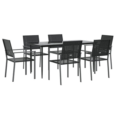 7 Piece Garden Dining Set Poly Rattan and Steel