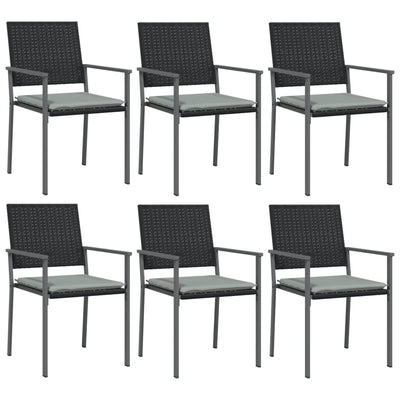 7 Piece Garden Dining Set with Cushions Poly Rattan and Steel