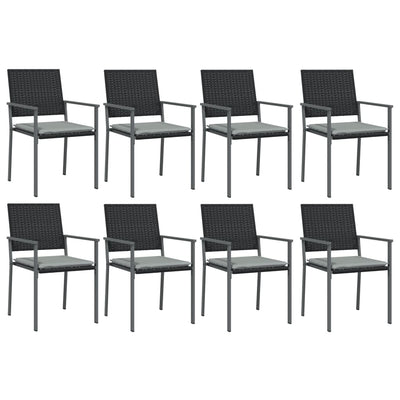 9 Piece Garden Dining Set with Cushions Poly Rattan and Steel