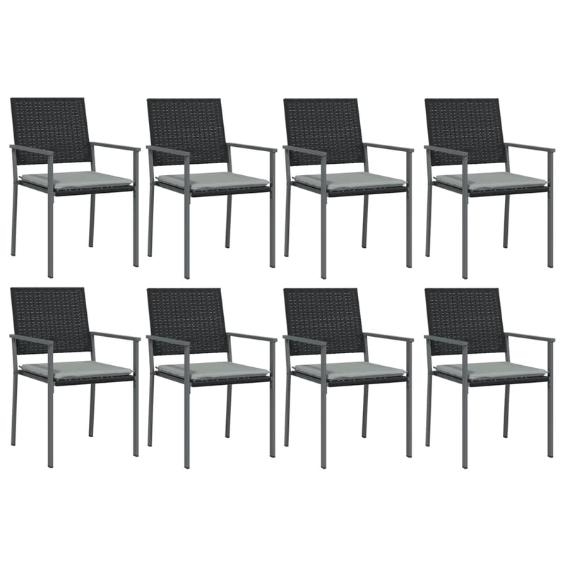 9 Piece Garden Dining Set with Cushions Poly Rattan and Steel