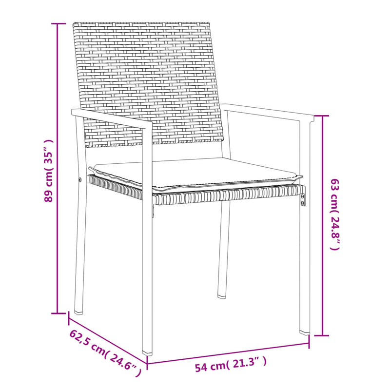 9 Piece Garden Dining Set with Cushions Poly Rattan and Steel