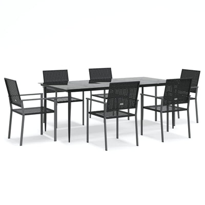 7 Piece Garden Dining Set Poly Rattan and Steel