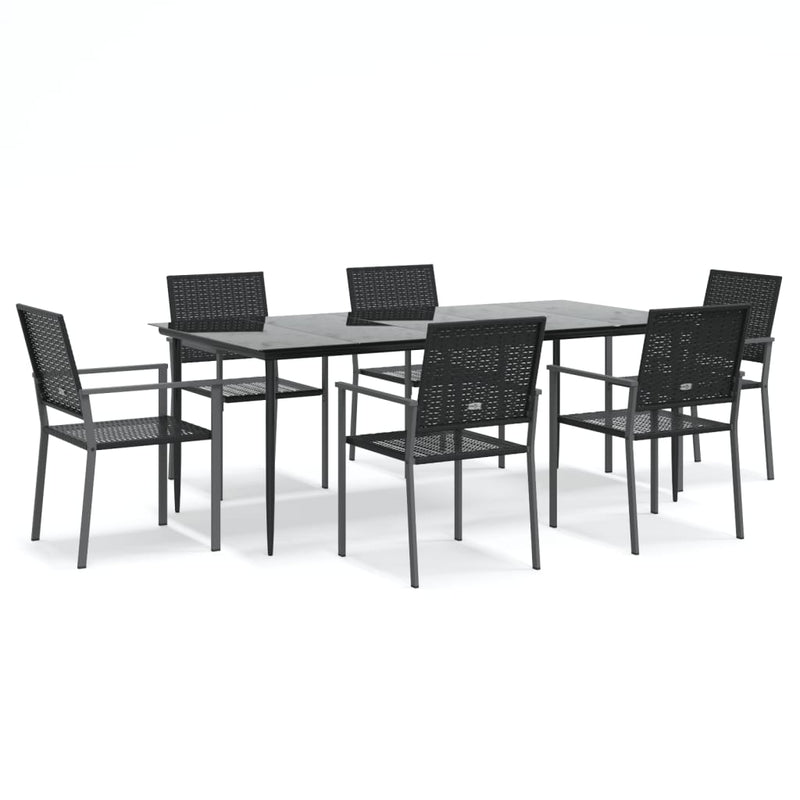 7 Piece Garden Dining Set Poly Rattan and Steel