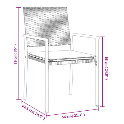 3 Piece Garden Dining Set with Cushions Poly Rattan and Steel