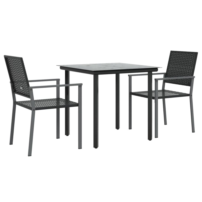 3 Piece Garden Dining Set Poly Rattan and Steel