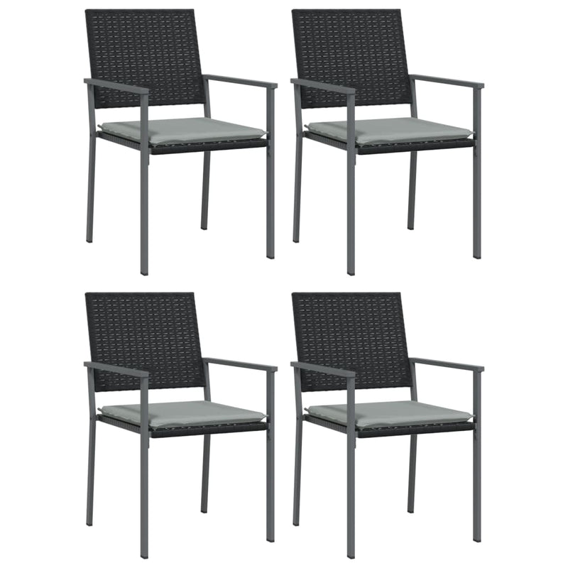 5 Piece Garden Dining Set with Cushions Poly Rattan and Steel