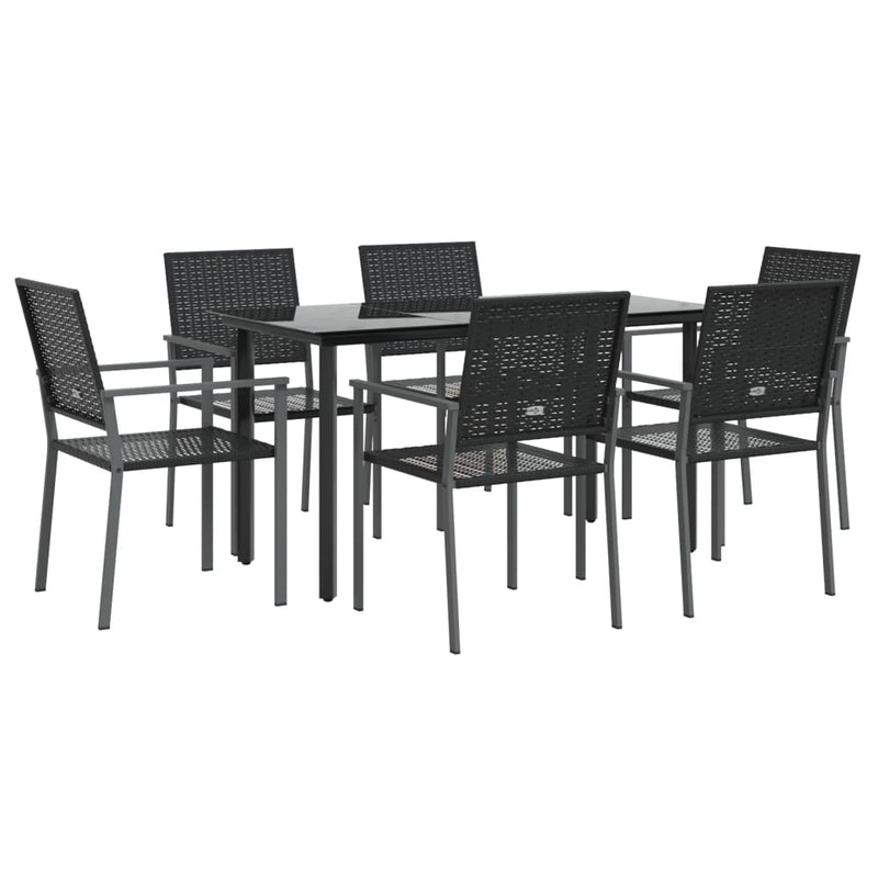 7 Piece Garden Dining Set Poly Rattan and Steel