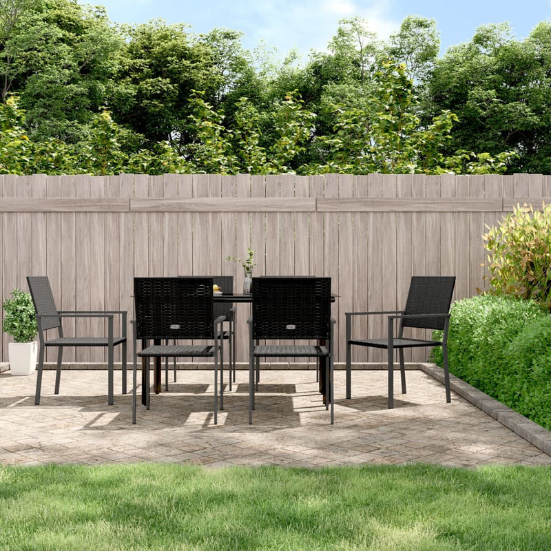 7 Piece Garden Dining Set Poly Rattan and Steel