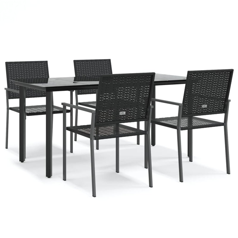 5 Piece Garden Dining Set Poly Rattan and Steel