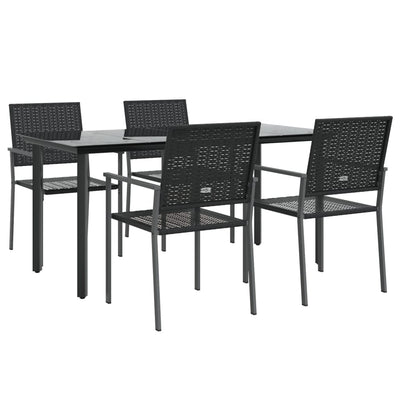 5 Piece Garden Dining Set Poly Rattan and Steel