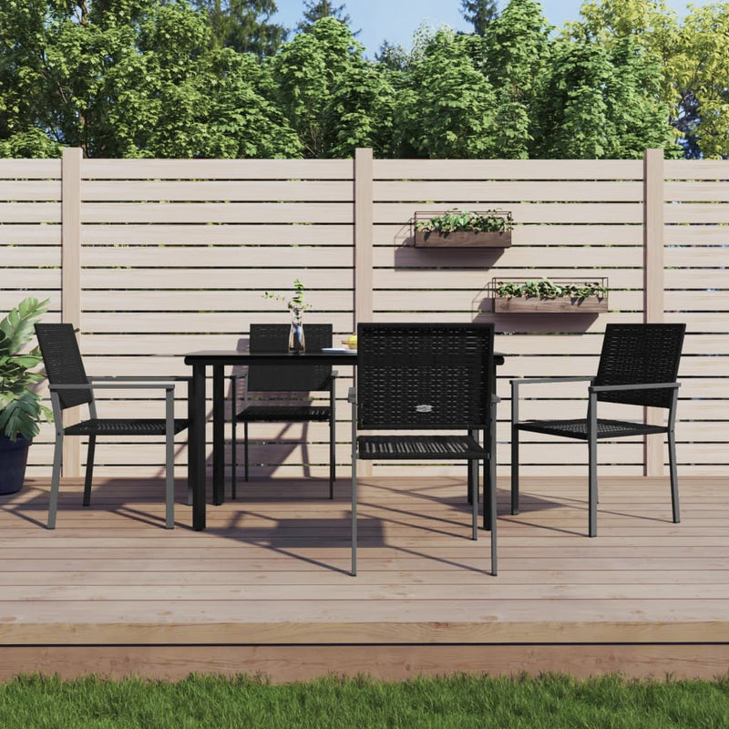 5 Piece Garden Dining Set Poly Rattan and Steel