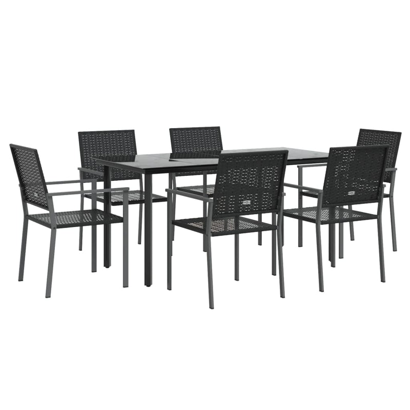 7 Piece Garden Dining Set Poly Rattan and Steel