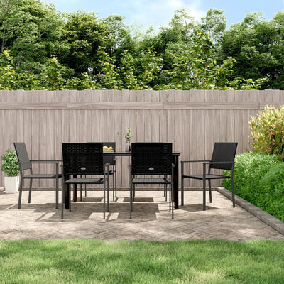 7 Piece Garden Dining Set Poly Rattan and Steel