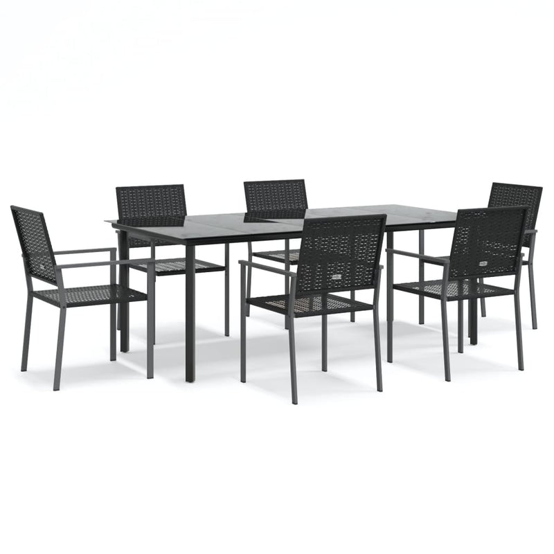 7 Piece Garden Dining Set Poly Rattan and Steel