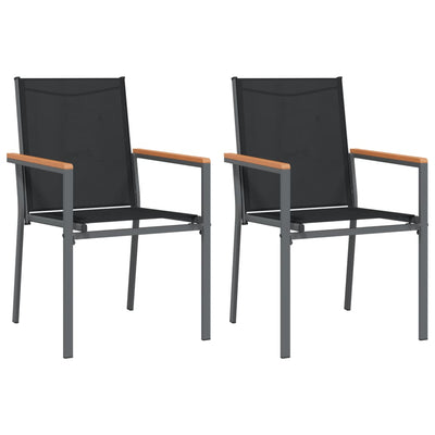 3 Piece Garden Dining Set Black Textilene and Steel