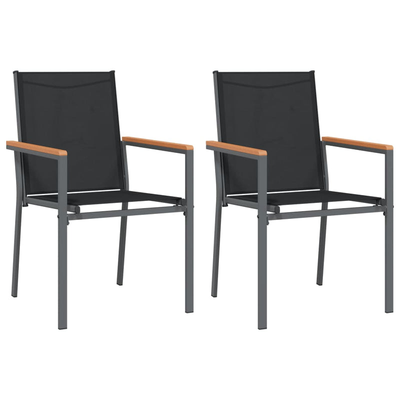 3 Piece Garden Dining Set Black Textilene and Steel