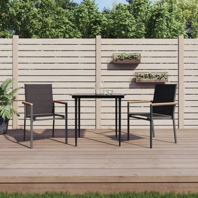 3 Piece Garden Dining Set Black Textilene and Steel