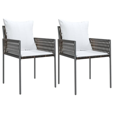 3 Piece Garden Dining Set with Cushions Poly Rattan and Steel