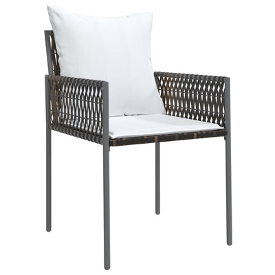 3 Piece Garden Dining Set with Cushions Poly Rattan and Steel