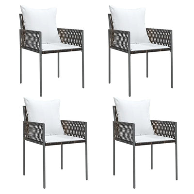 5 Piece Garden Dining Set with Cushions Poly Rattan and Steel