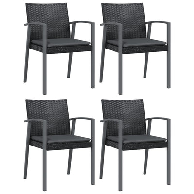 Garden Chairs with Cushions 4 pcs Black 56.5x57x83 cm Poly Rattan