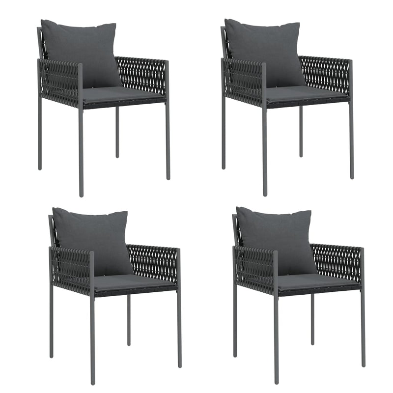 Garden Chairs with Cushions 4 pcs Black 54x61x83 cm Poly Rattan