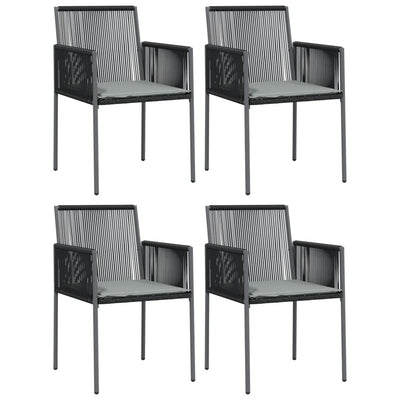 Garden Chairs with Cushions 4 pcs Black 54x60.5x83.5 cm Poly Rattan