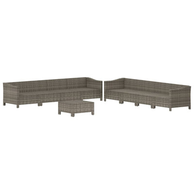 9 Piece Garden Lounge Set with Cushions Grey Poly Rattan