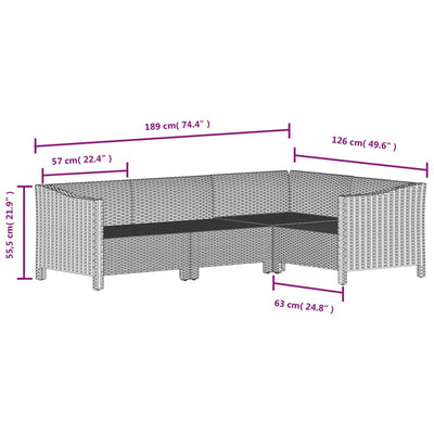 4 Piece Garden Lounge Set with Cushions Grey Poly Rattan