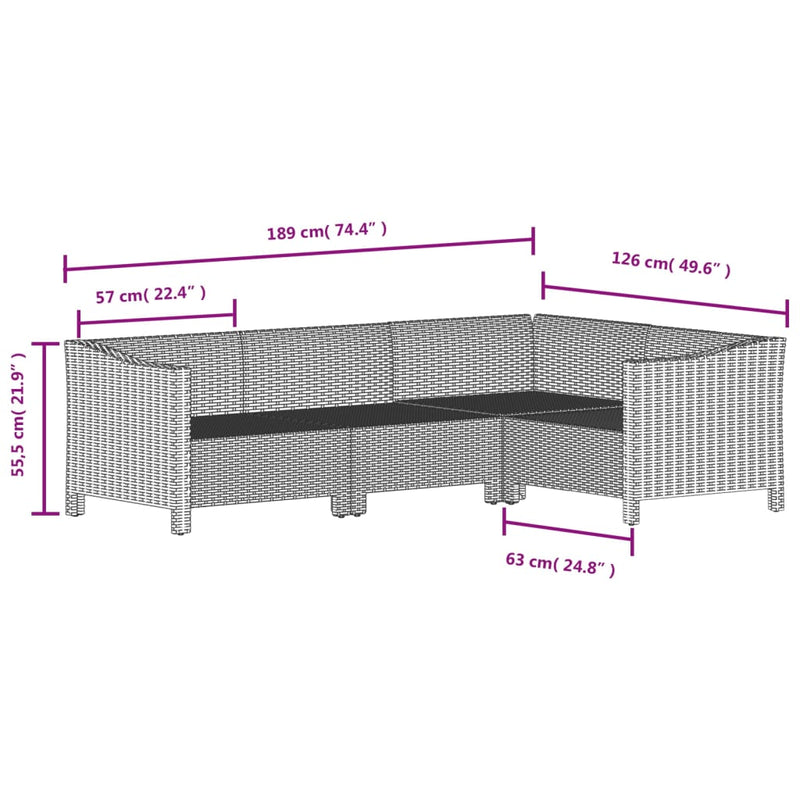 4 Piece Garden Lounge Set with Cushions Grey Poly Rattan