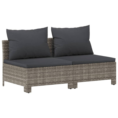 6 Piece Garden Lounge Set with Cushions Grey Poly Rattan