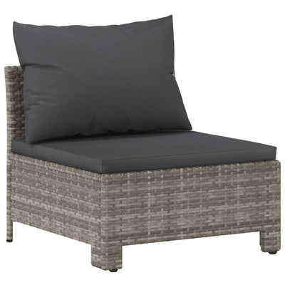 5 Piece Garden Lounge Set with Cushions Grey Poly Rattan