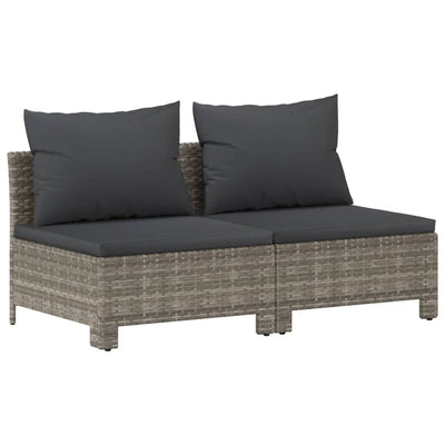 8 Piece Garden Lounge Set with Cushions Grey Poly Rattan