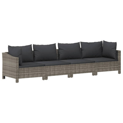 8 Piece Garden Lounge Set with Cushions Grey Poly Rattan