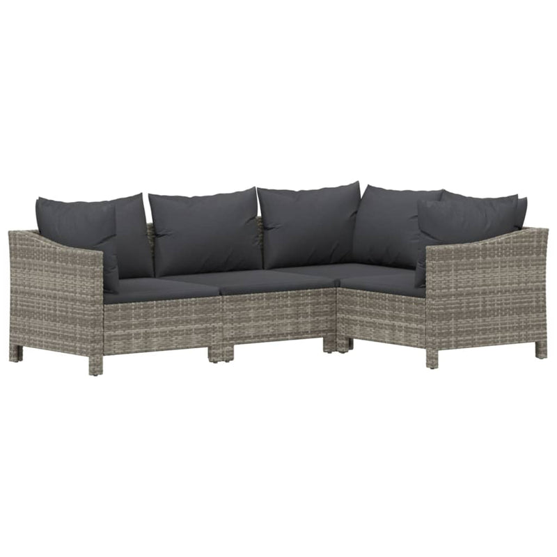 9 Piece Garden Lounge Set with Cushions Grey Poly Rattan